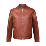 Leather Biker Jacket // Chocolate Brown (XS)