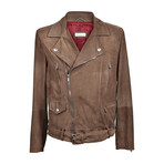 Suede Biker Jacket // Brown (XL)