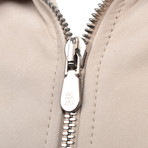 Two Tone Zip Up Leather Jacket // Cream (XS)