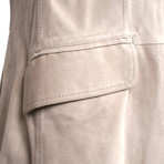Suede 3 Button Overcoat // Cream (XL)