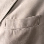 Suede 3 Button Overcoat // Cream (M)