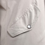 Two Tone Suede Button Down Baseball Jacket // Cream (M)