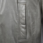 Leather Biker Jacket // Smoke Gray (XS)