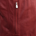 Leather Biker Jacket // Red (M)