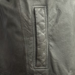 Leather Biker Jacket // Olive (M)