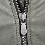 Leather Biker Jacket // Olive (M)