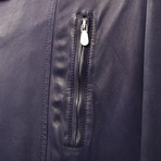 Leather Biker Jacket // Dark Navy (XS)