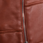 Leather Biker Jacket // Chocolate Brown (M)