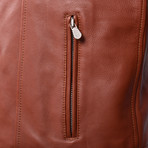 Leather Biker Jacket // Chocolate Brown (M)
