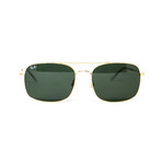 Ray Ban // Men's Modified Aviator Sunglasses // Gold + Dark Green