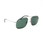 Modified Aviator Sunglasses // Silver + Green