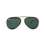 Ray Ban // Men's Aviator Sunglasses // Black + Green