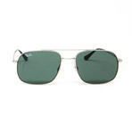 Modified Aviator Sunglasses // Silver + Green