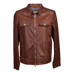 Leather Biker Jacket // Dark Brown (M)
