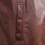 Leather Biker Jacket // Dark Brown (M)