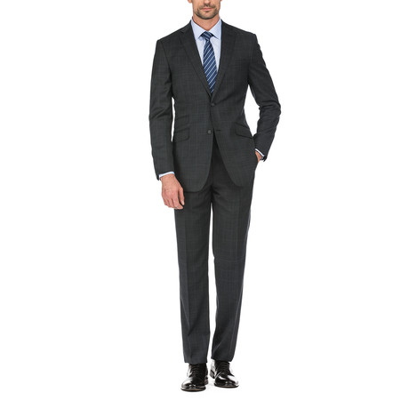 Plaid Windowpane Slim Fit Suit // Black (42R)