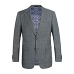 3-Piece Checkered Slim Fit Suit // Gray (36S)