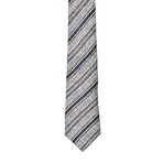 Two-Tone Stripe Silk Tie (Gray + Blue)