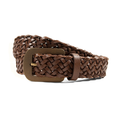 Leather Braided Belt // Brown (35" Length)