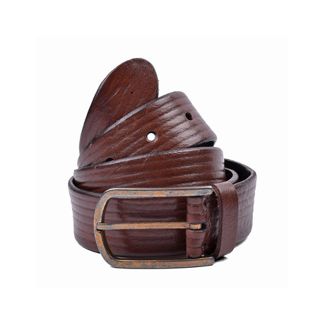Leather Belt + Flat Buckle // Brown (39" Length)