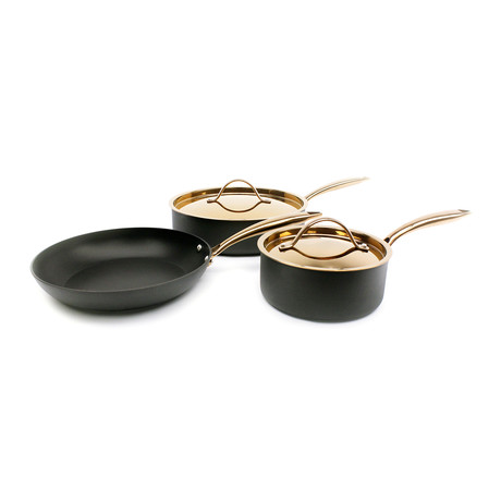 Ouro 5-Piece Hard Anodized Starter Set // Black + Rose Gold