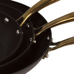 Ouro 3-Piece Hard Anodized Fry Pan Set // Black + Rose Gold