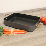 Ouro Hard Anodized Single Roaster Pan // Black + Rose Gold
