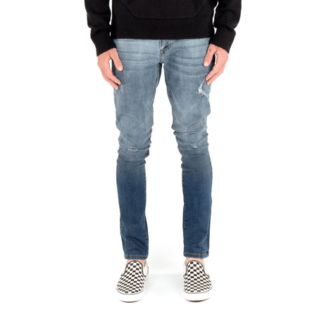Distressed Skinny Denim // Ombre Blue (XS)