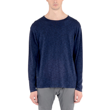 Long-Sleeve Slub Knit Sweater // Navy (XS)