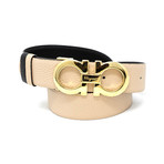 Women's Reversible + Adjustable Gancini Belt // Tan + Black (Size 75)