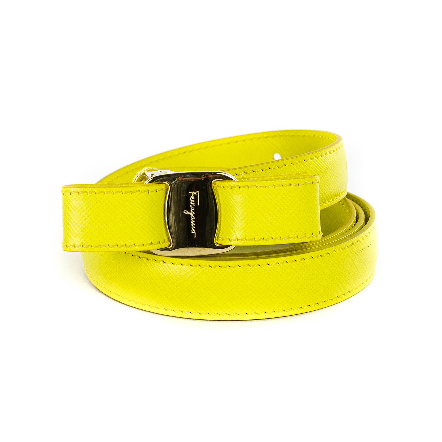 Women's Vara Bow Belt // Yellow (Size 75) - Salvatore Ferragamo - Touch ...