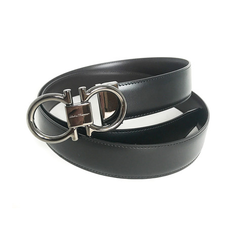 Men's Reversible + Adjustable Gancini Belt I // Black + Brown (Size 75)