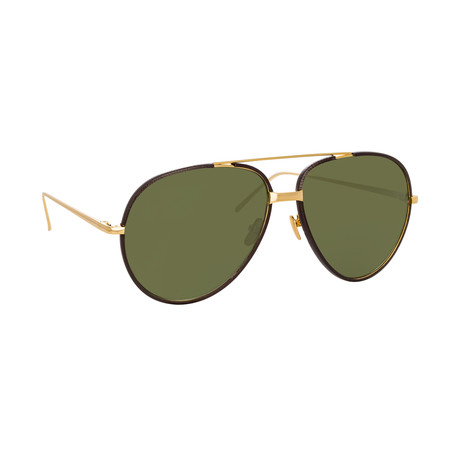 Salem Sunglasses (Yellow Gold + Black Leather + Gray)