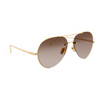 LFL625C4SUN Sunglasses // Yellow Gold + Brown Leather + Green