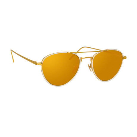 LFL739C7SUN Sunglasses // Yellow Gold + White + Gold