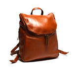 Student Leather Backpack 14" // Pebbled Brown