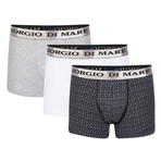 Malakai Boxer Short // Patterned + Gray + White // Set of 3 (S)