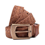 Two Tone Stitched Leather Belt // Brown (37" Length)