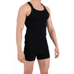 3 Pack Square Neck Tank // Black (XL)