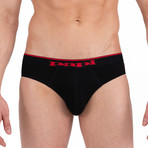 3 Pack Stretch Brief // Red + Gray + Black (XL)