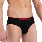 3 Pack Stretch Brief // Red + Gray + Black (L)