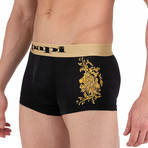 Lion Placement Print Trunk // Black + Gold (XL)