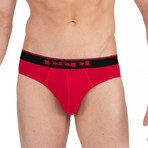 3 Pack Stretch Brief // Red + Gray + Black (XL)