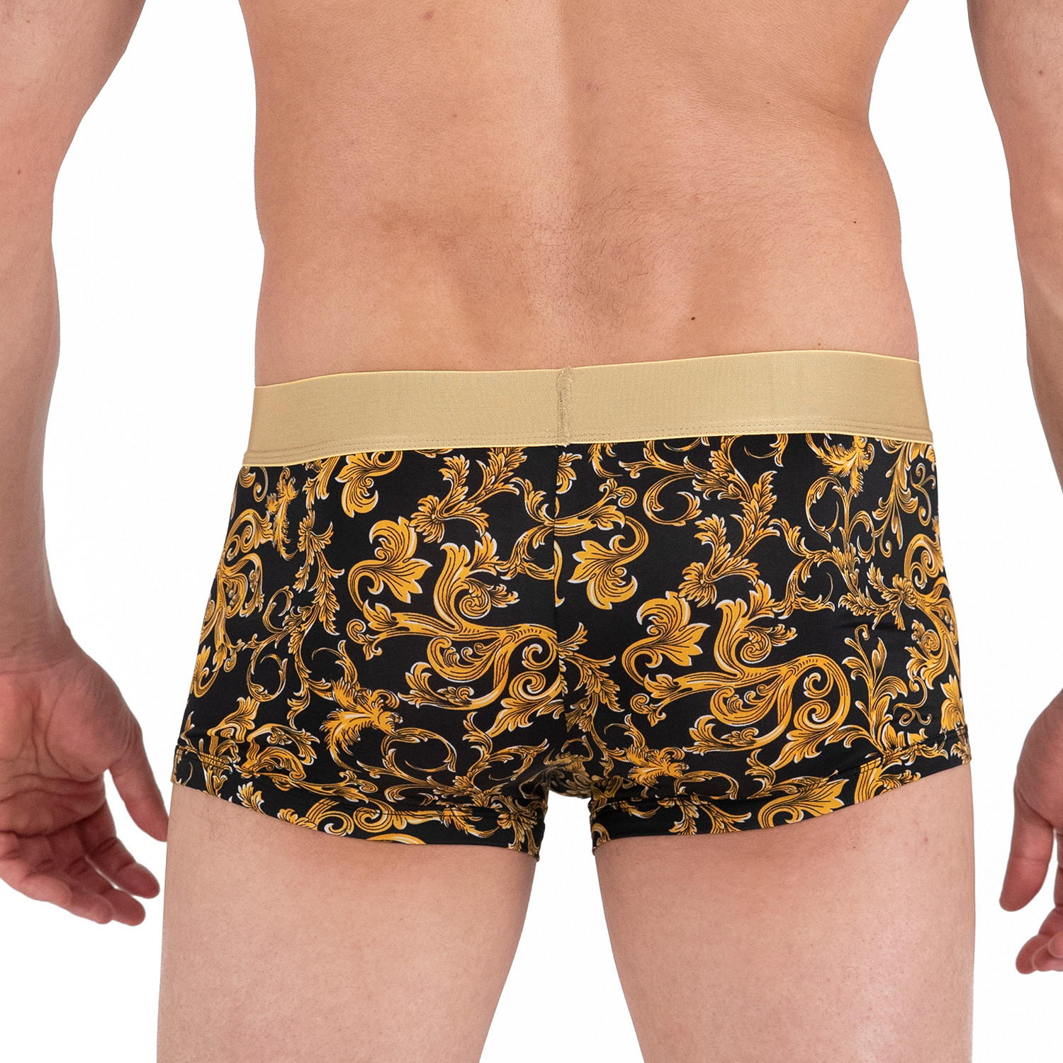 Baroque Print Trunk // Black + Gold (M) - Papi Underwear - Touch of Modern