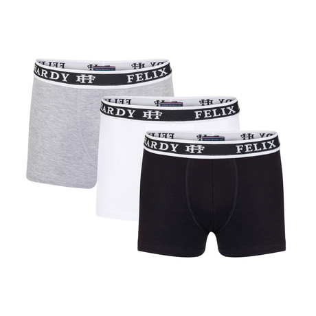 Beau Boxer Short // Set of 3 // White + Gray + Black (S)