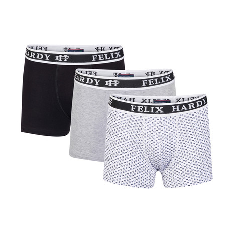 Karter Boxer Short // Set of 3 // Patterned + Black + Gray (S)