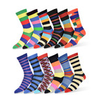 Stripes // Funky + Colorful Patterned Dress Socks // Pack of 12