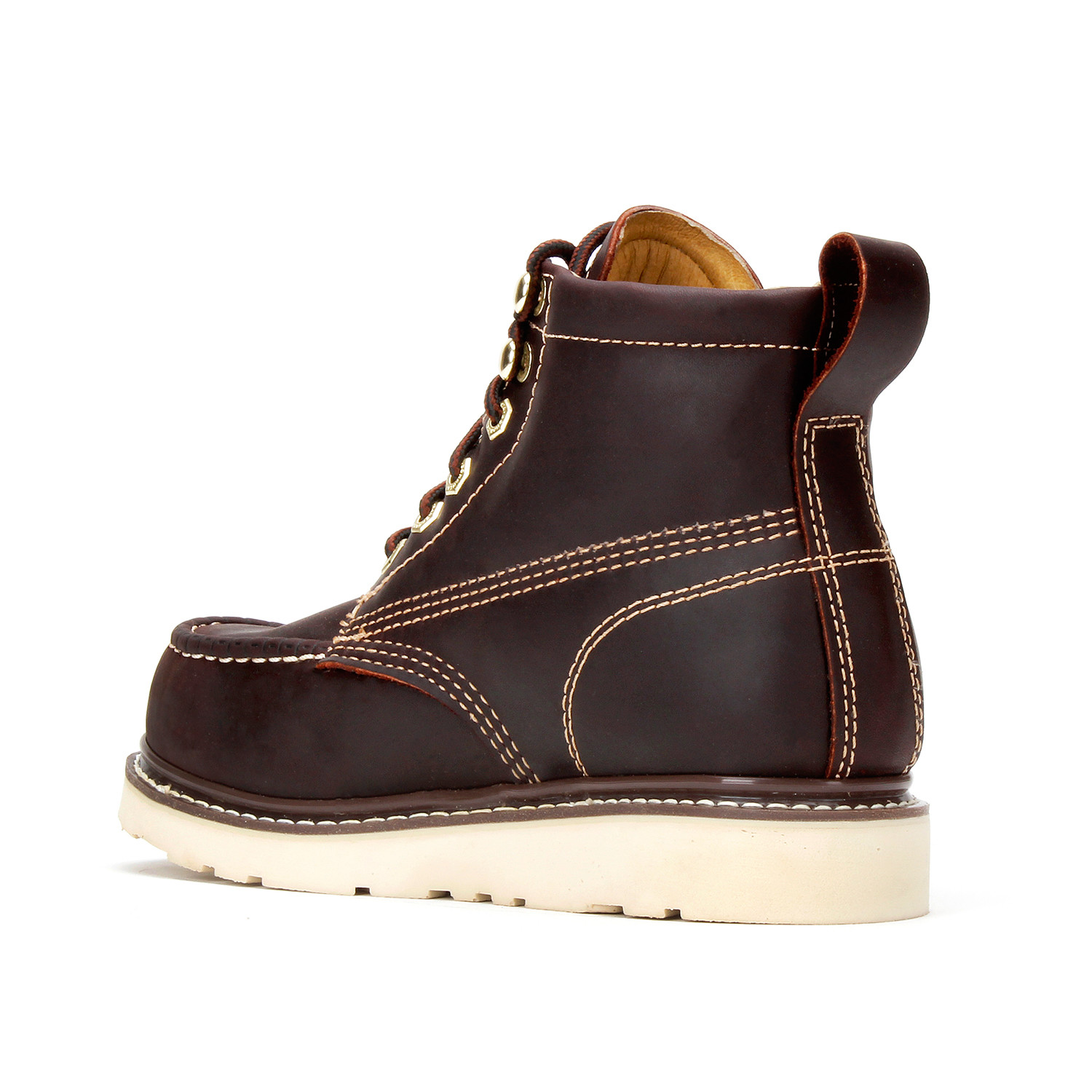 Bonanza // Men's 6'' Steel Toe Moc-Toe Wedge Boots // Burgundy (US: 9 ...