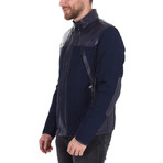 Kinsley Waterproof Leather Jacket // Navy Blue (S)