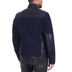 Kinsley Waterproof Leather Jacket // Navy Blue (M)